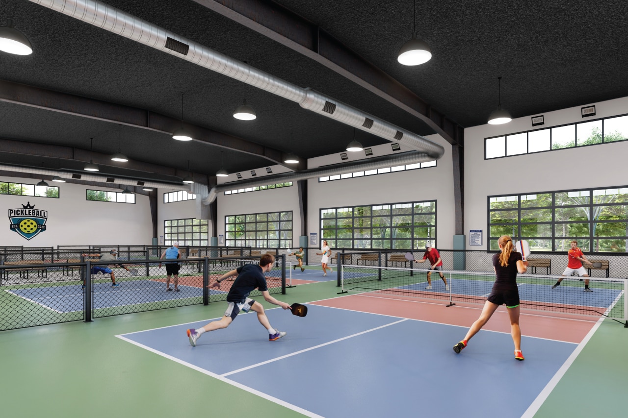 Pickleball court with K-13 in black