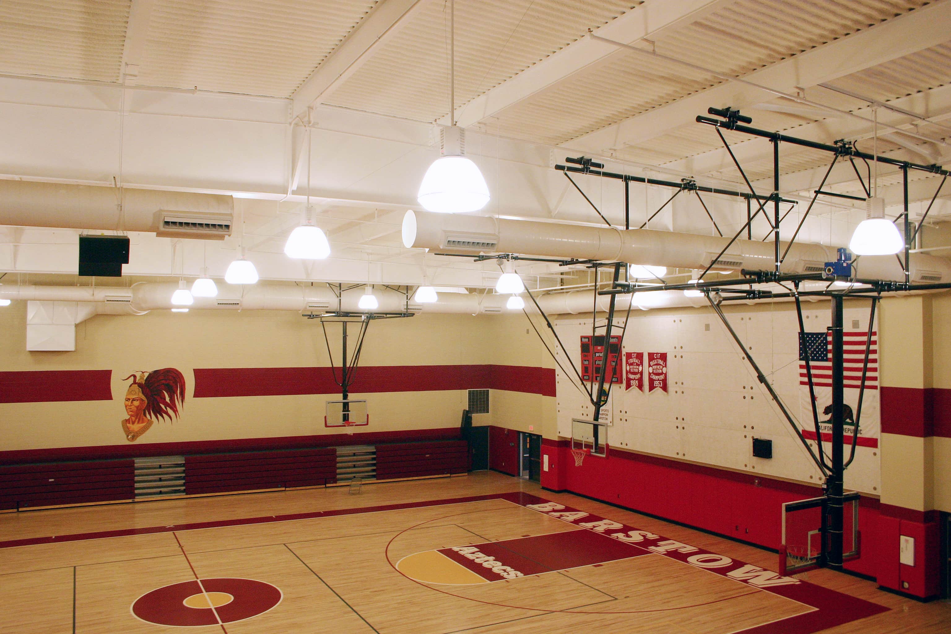 Arctic White SonaSpray “fc” on the ceiling in Barstow High School Gym