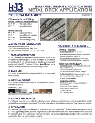 K-13 Metal Deck Technical Data Sheet
