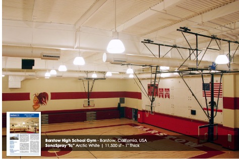 Arctic White SonaSpray “fc” on the ceiling in Barstow High School Gym